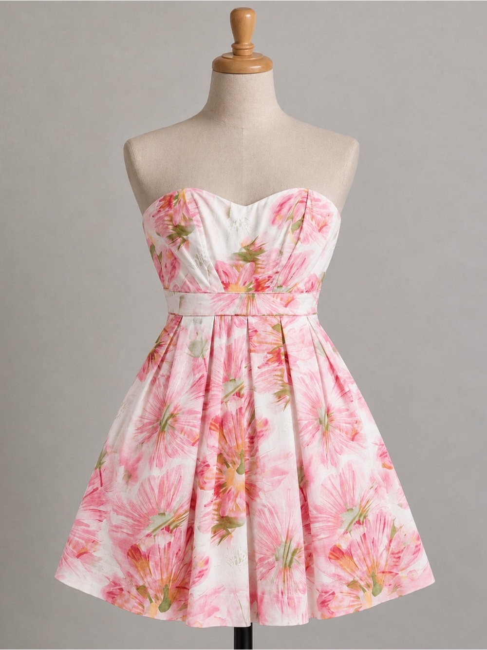 Suzy Shier Pink Floral Strapless Party Dress